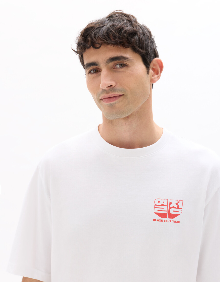 oversized t-shirt mit rundhalsausschnitt und aufdruck aus 100 baumwolle