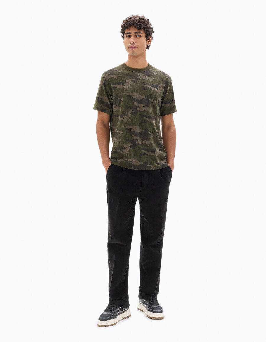 normal geschnittenes t-shirt mit rundhalsausschnitt 100 baumwolle camouflage-muster