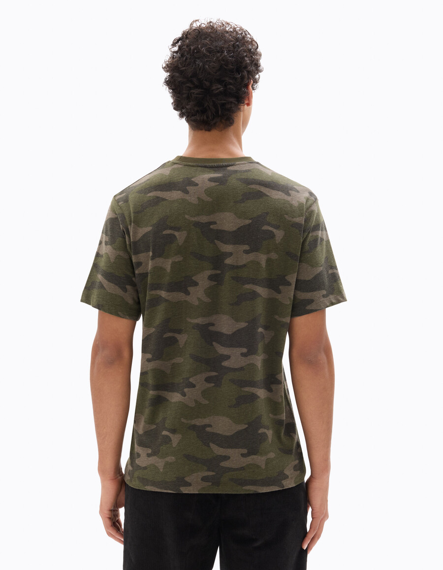 normal geschnittenes t-shirt mit rundhalsausschnitt 100 baumwolle camouflage-muster