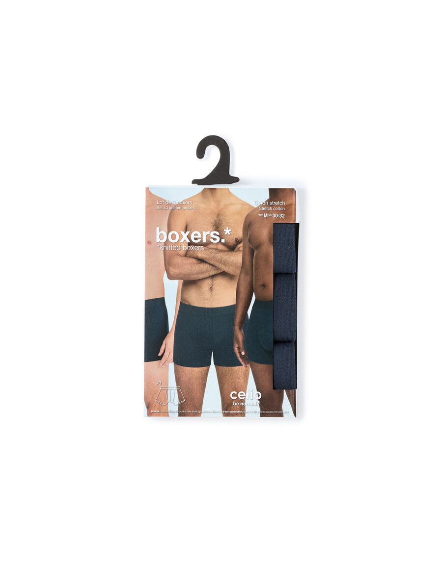 3er-pack einfarbige marineblaue boxershorts