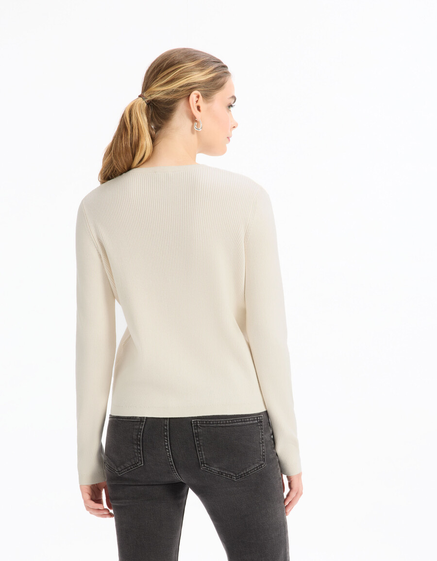 langärmlige strickjacke mit rundhalsausschnitt