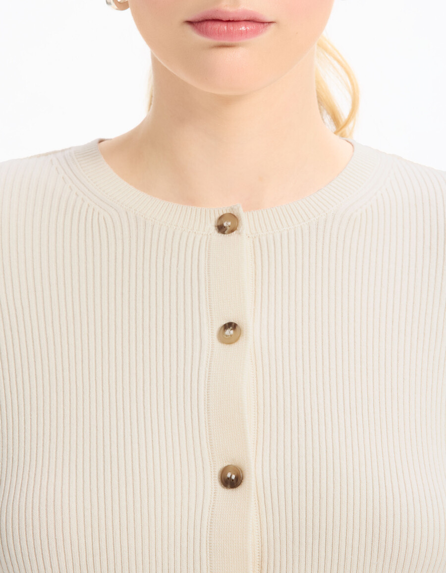 langärmlige strickjacke mit rundhalsausschnitt