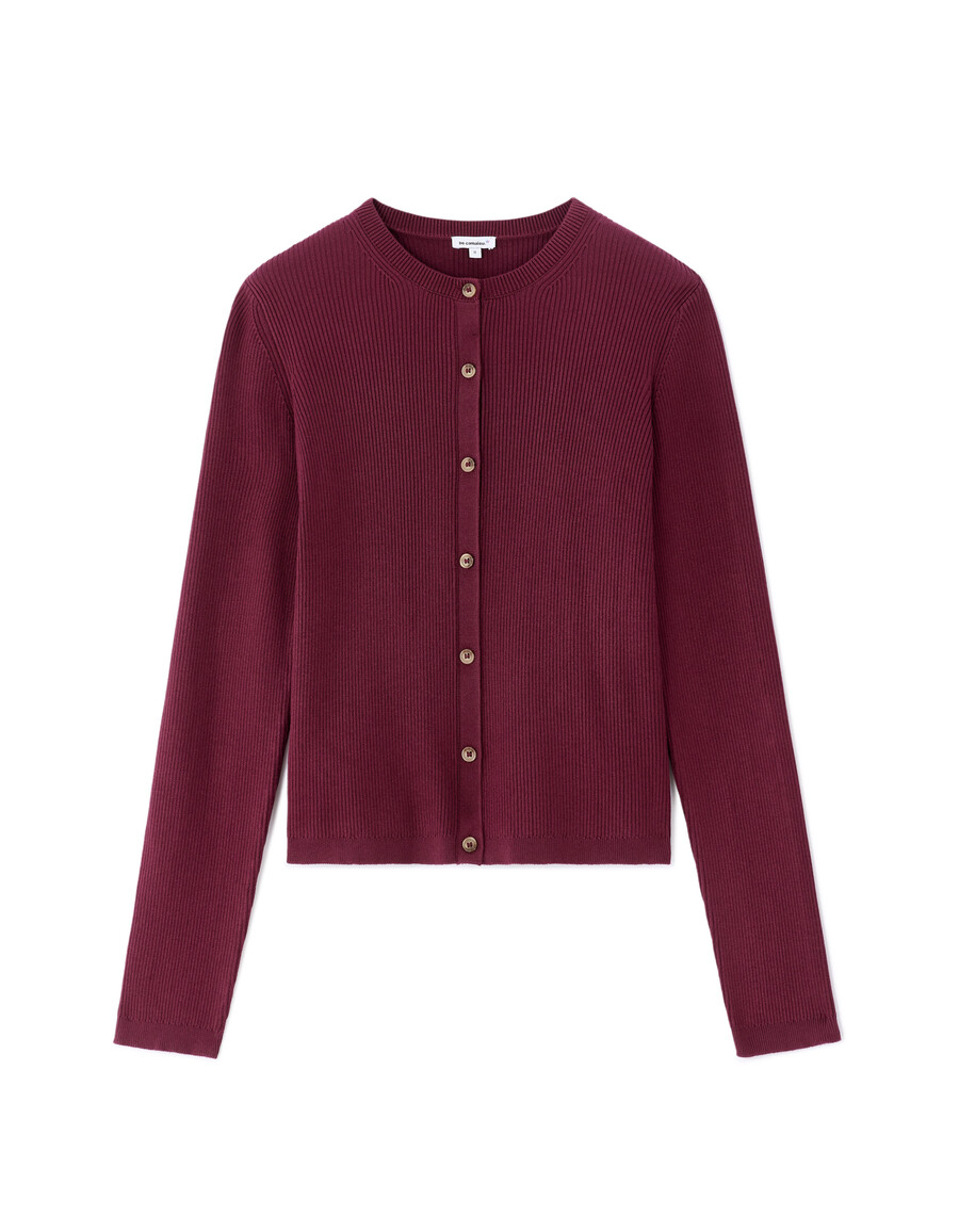 langärmliger rundhals-cardigan