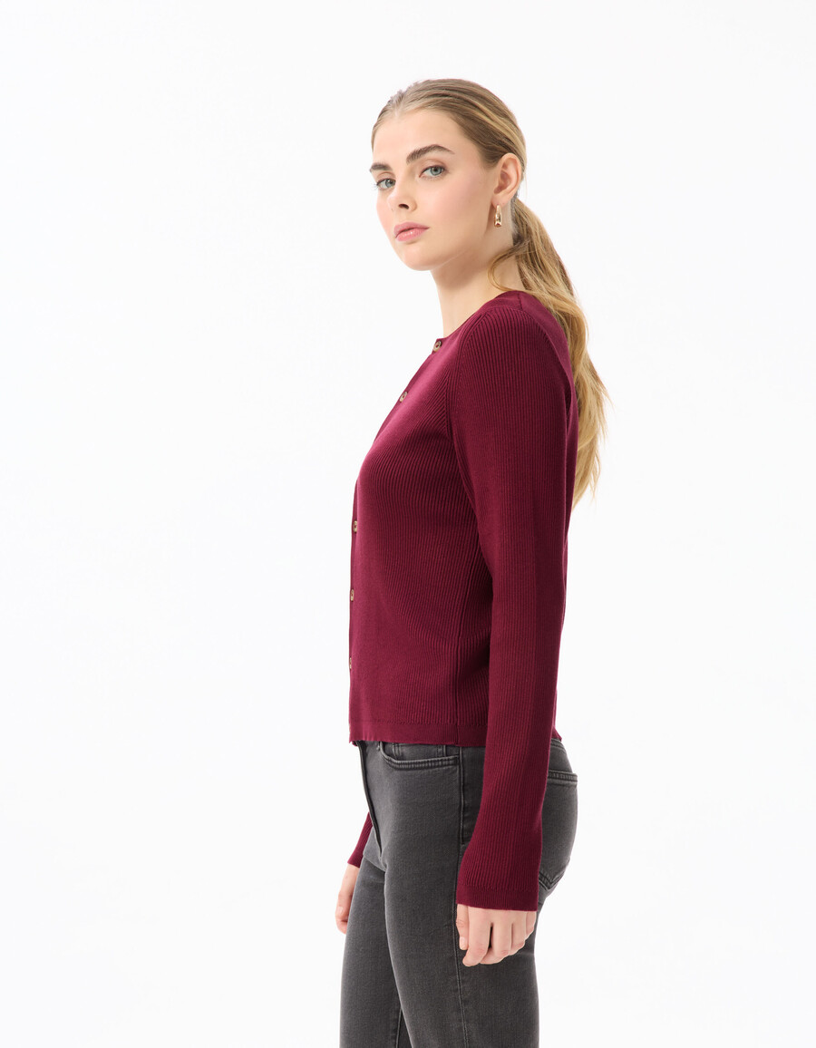 langärmliger rundhals-cardigan