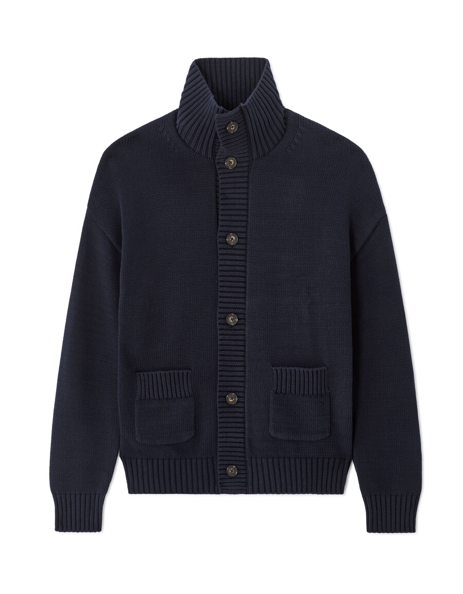 cardigan aus baumwollmischgewebe in marineblau