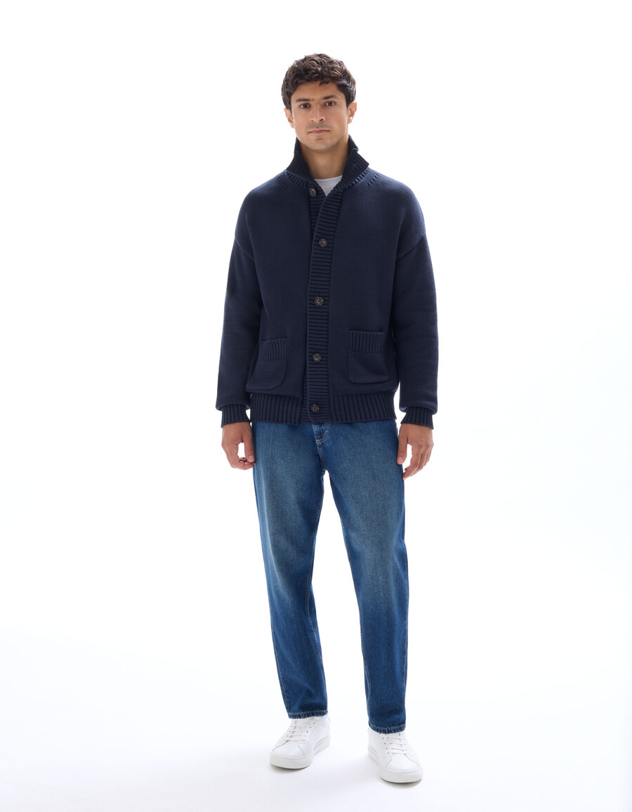 cardigan aus baumwollmischgewebe in marineblau