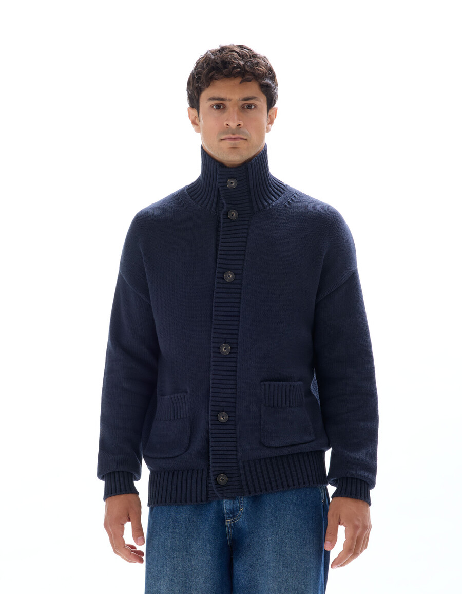 cardigan aus baumwollmischgewebe in marineblau