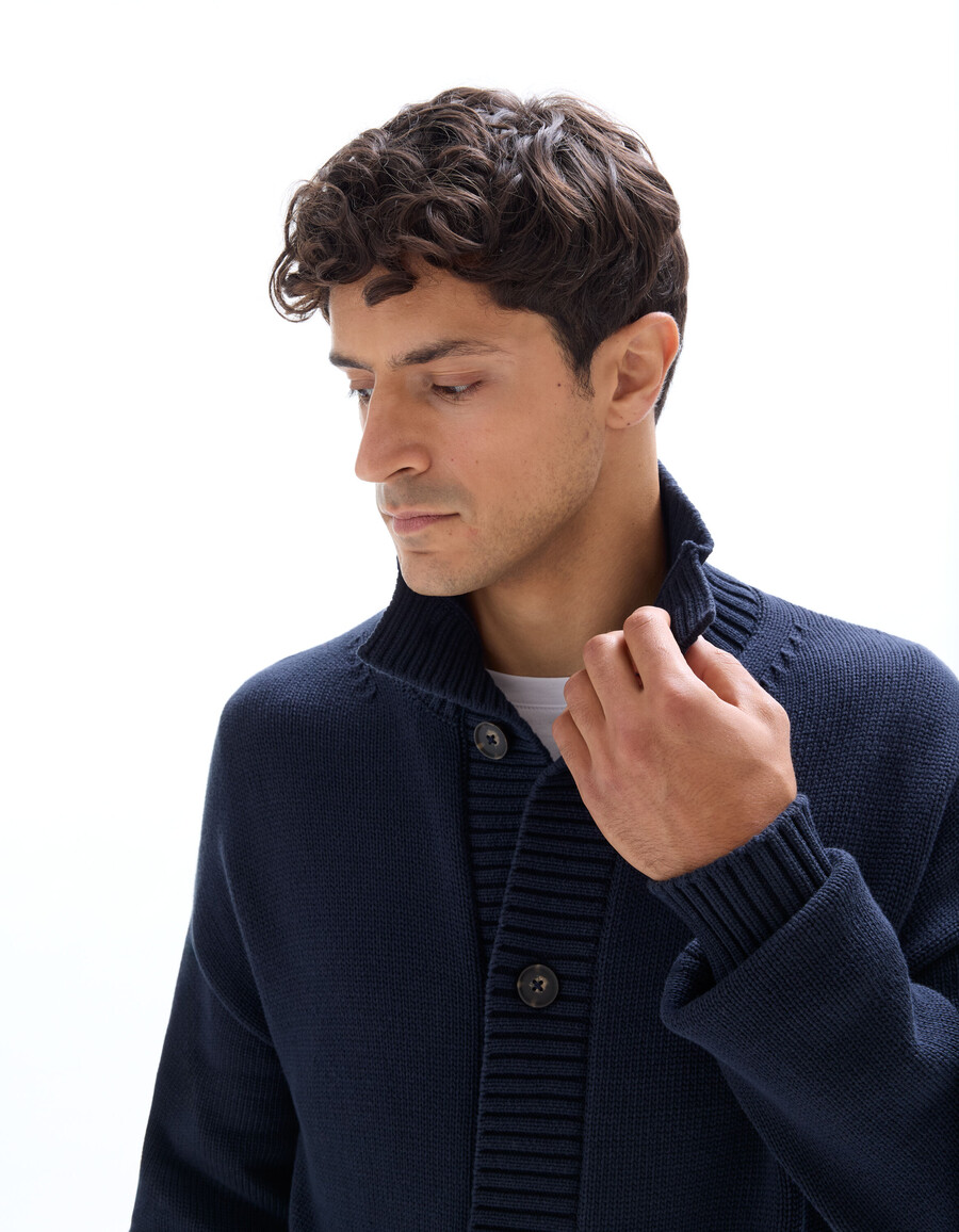 cardigan aus baumwollmischgewebe in marineblau